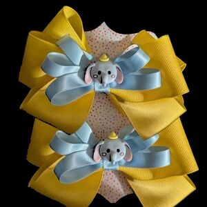 Yellow and Blue Elephant Hair Bows